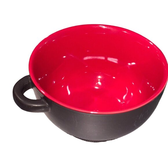 World Market Ramen Bowl With Handles Black Red Ceramic Soup Bowl BEAUTIFUL - Picture 7 of 7